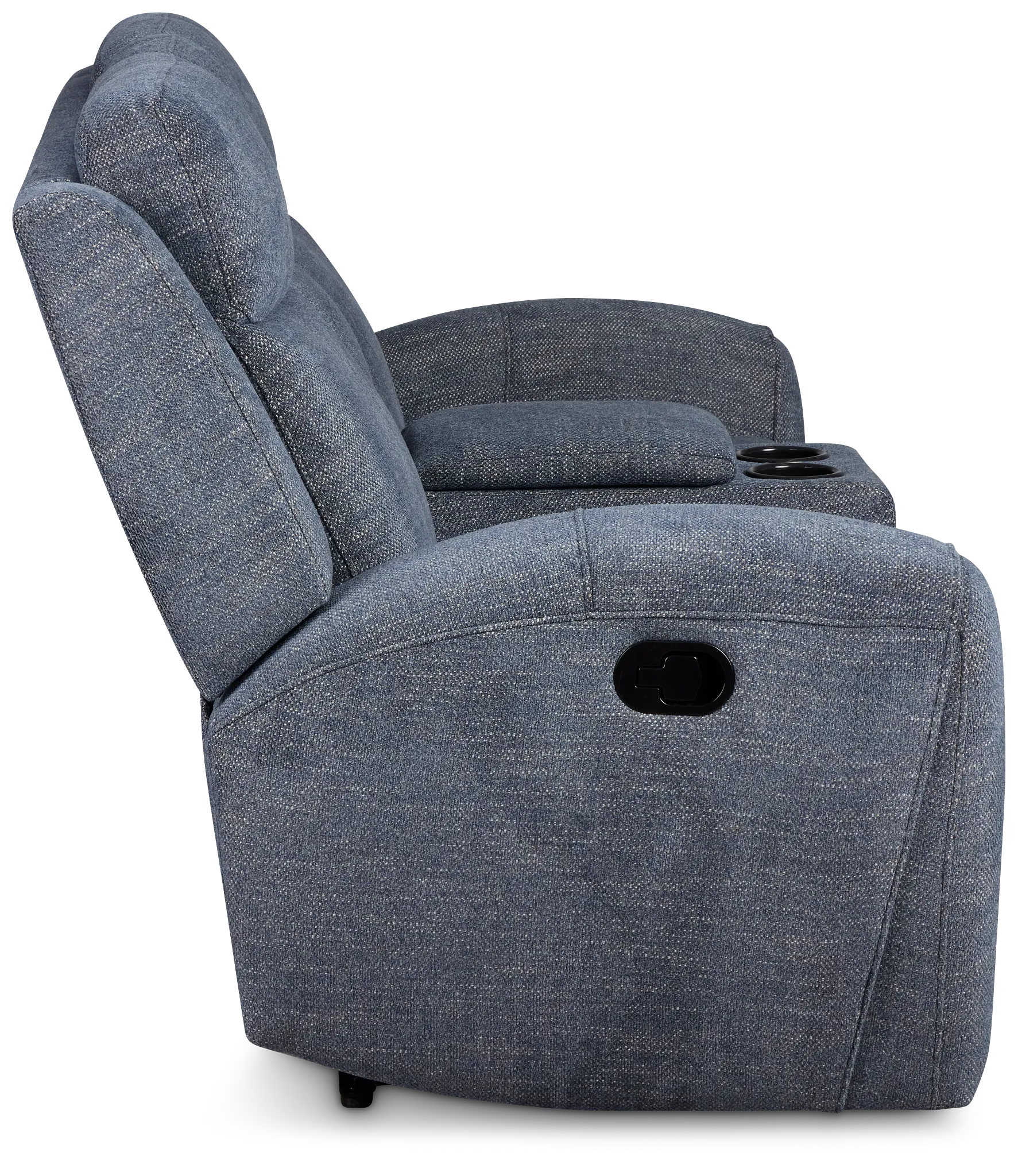 Walker Blue Fabric Power Reclining Console Loveseat W/ Power Headrest