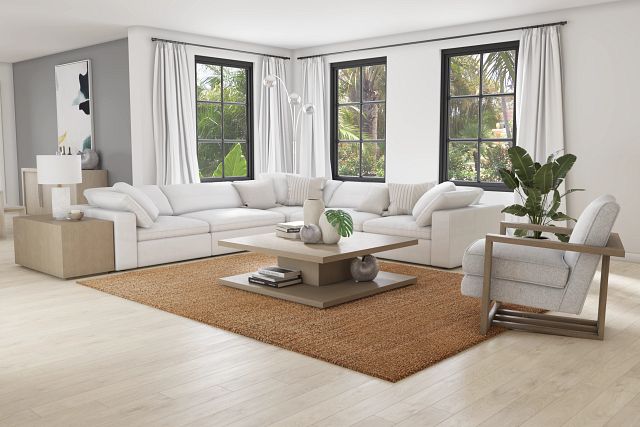 Nixon White Fabric 5-piece Modular Sectional