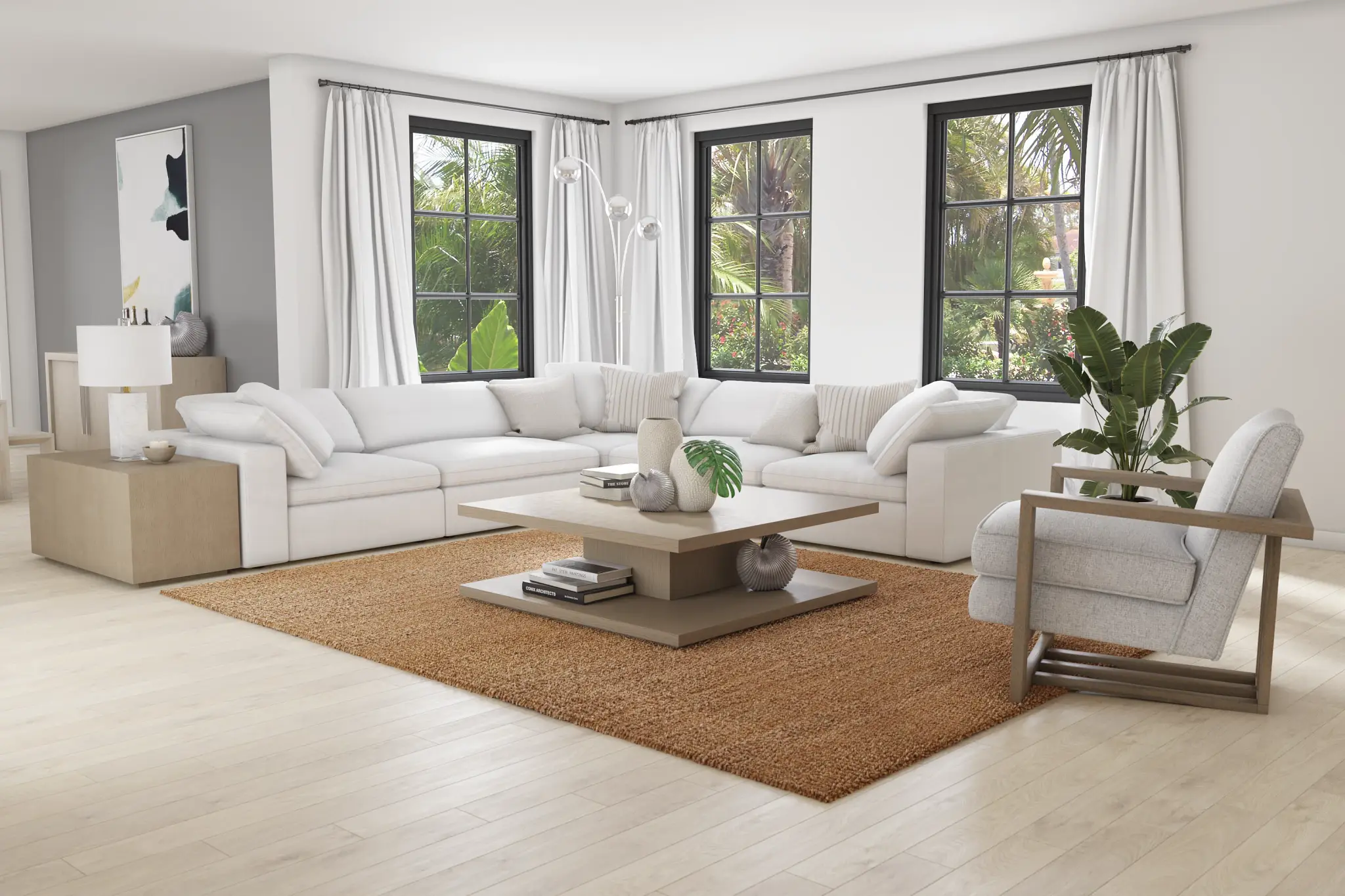 Nixon White Fabric 5-piece Modular Sectional Nixon White Fabric 5-piece Modular Sectional