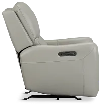 Jonas Light Gray Lthr/vinyl Power Recliner With Heat And Massage