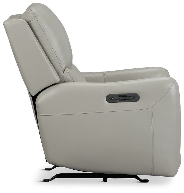 Jonas Light Gray Lthr/vinyl Power Recliner With Heat And Massage