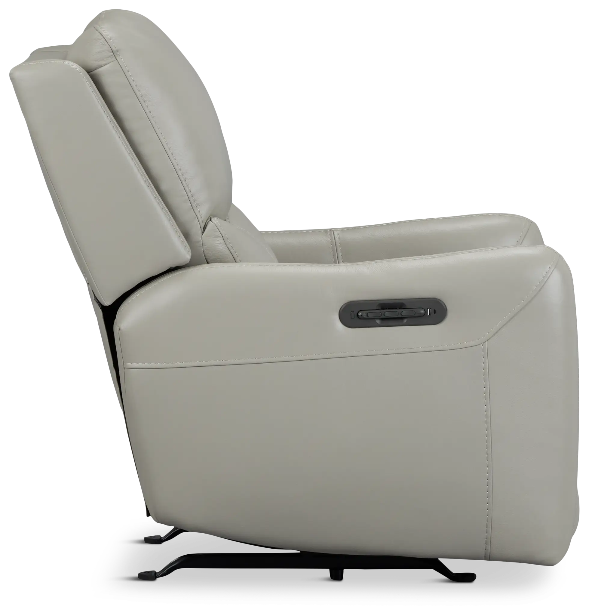 Jonas Light Gray Lthr/vinyl Power Recliner With Heat And Massage Jonas Light Gray Lthr/vinyl Power Recliner With Heat And Massage
