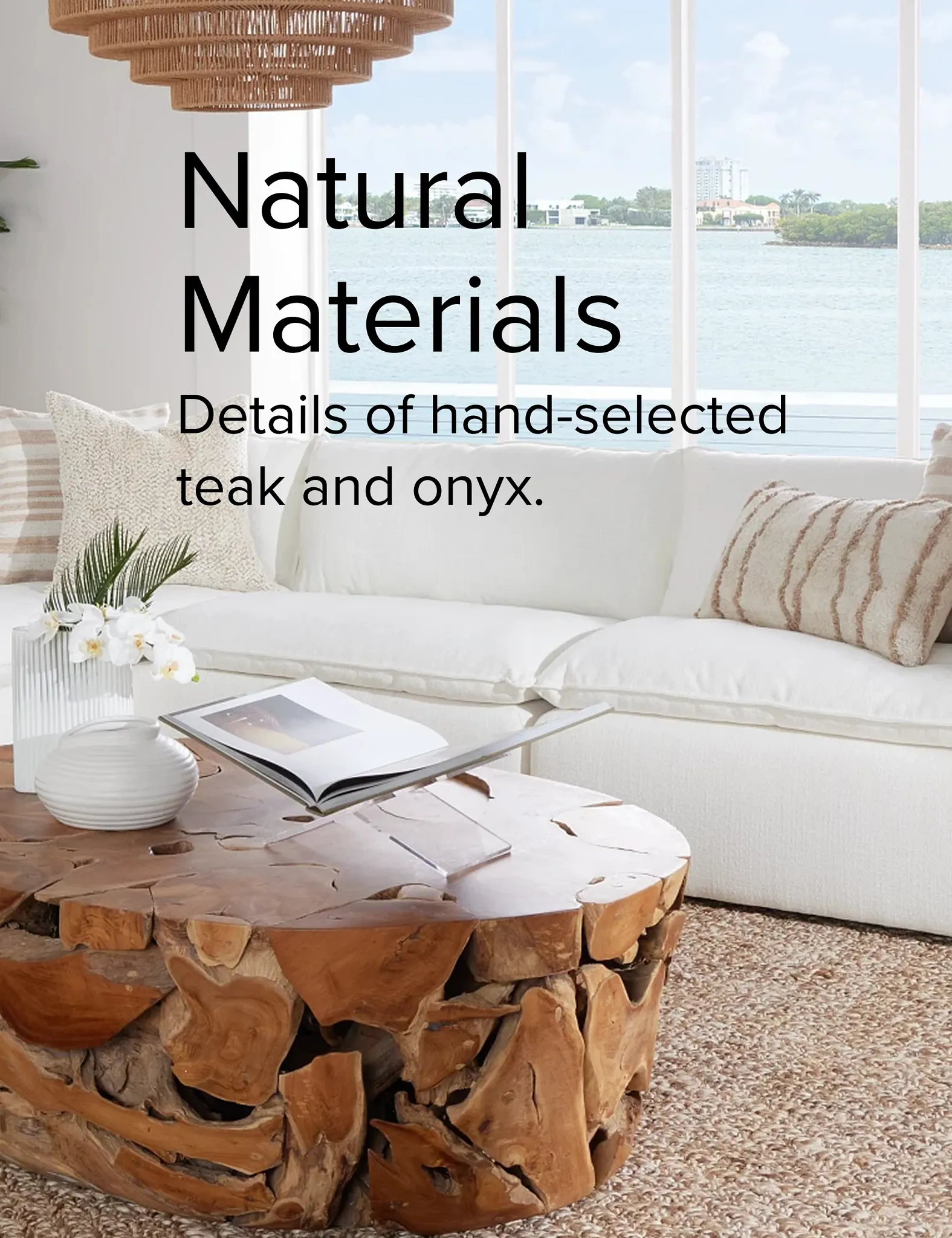 Natural Materials. Details Of Hand Selected Teak And Onyx.