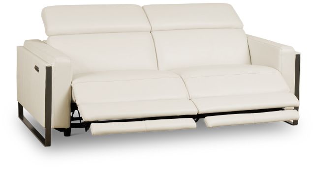 Atlas White Lthr/vinyl Power Reclining Sofa