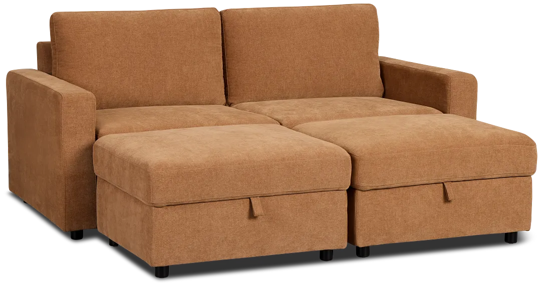 Addie Brown Fabric 4-piece Pit Storage Sectional