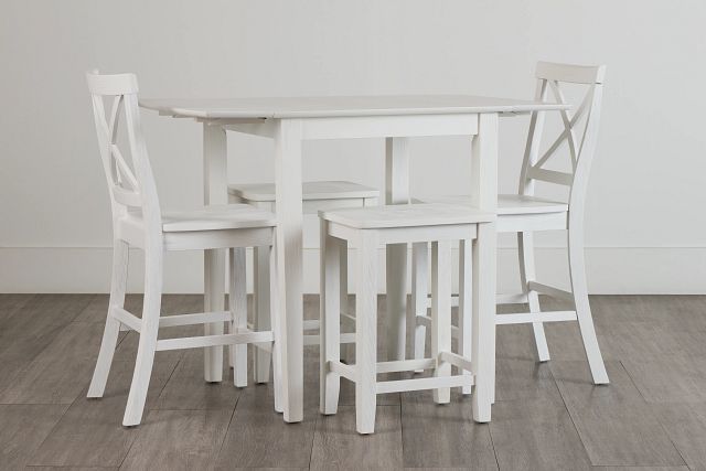 Woodstock White Drop Leaf High Table With 2 Barstools & 2 Backless Barstools (0)