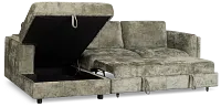 Farren Dark Green Fabric Small Left Chaise Storage Sleeper Sectional