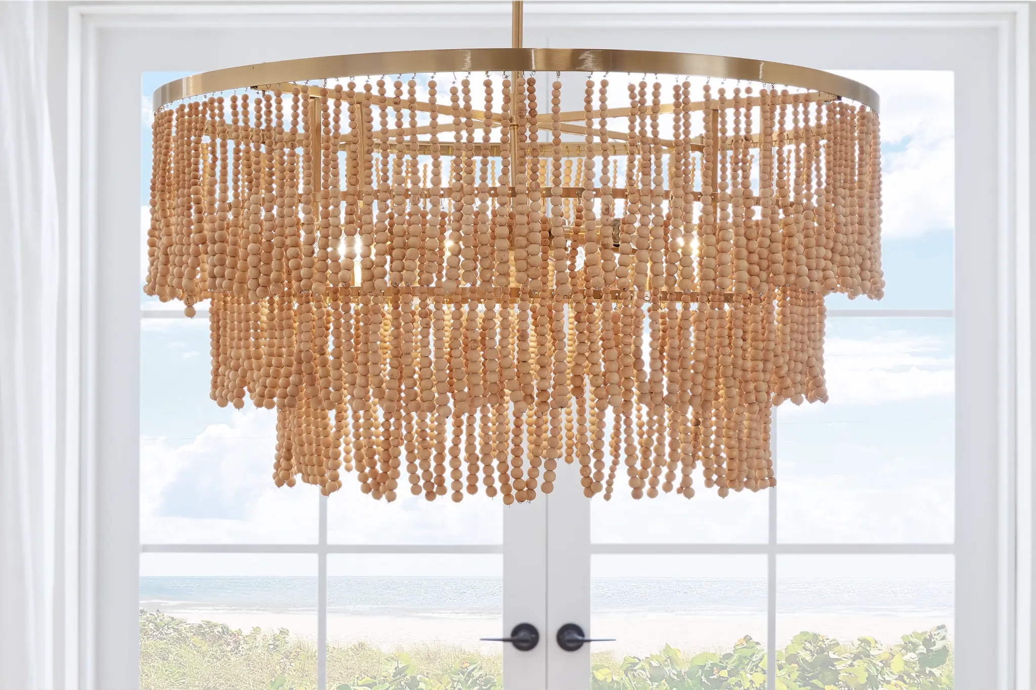 Sago Light Tone Wood Chandelier Sago Light Tone Wood Chandelier