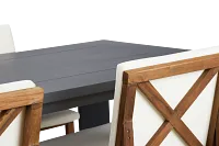 Linear Dark Gray White 87" Aluminum Table & 4 Teak Cushioned Side Chairs