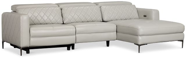 Ava Light Gray Micro Right Chaise Power Reclining Sectional