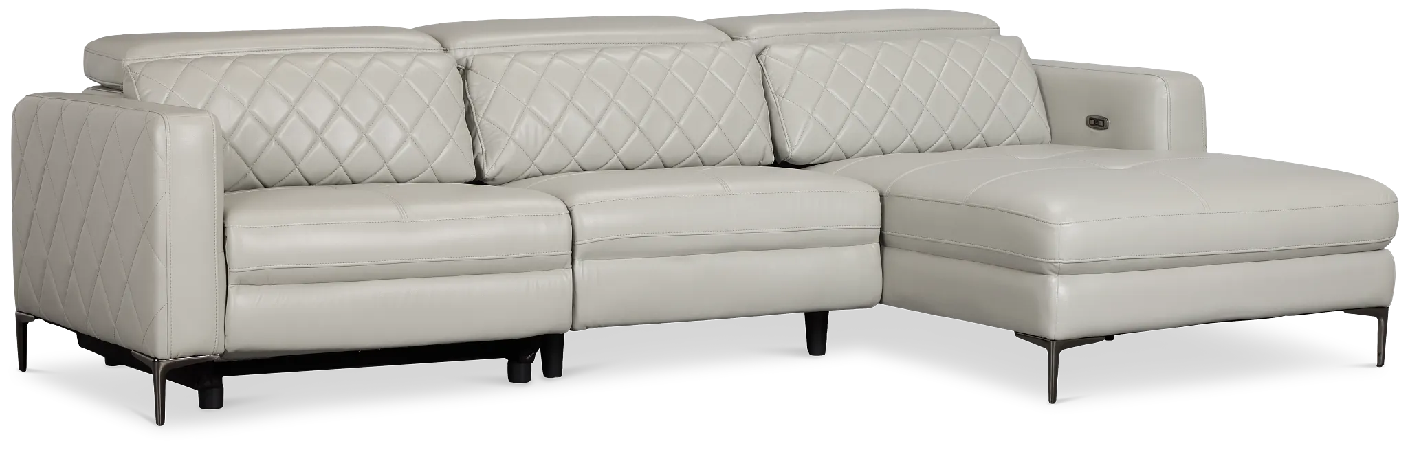 Ava Light Gray Micro Right Chaise Power Reclining Sectional