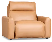 Edison Medium Brown Lthr/vinyl Power Recliner With Power Headrest