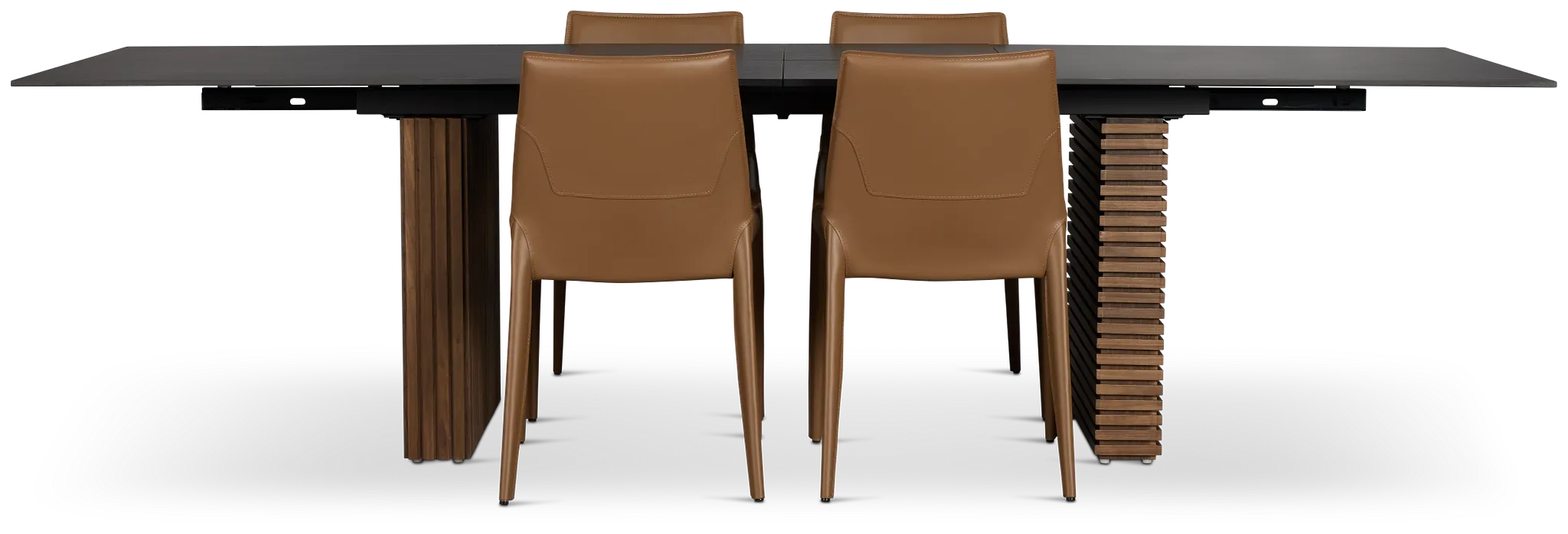 Wayne Two-tone Stone Rectangular Table & 4 Brown Upholstered Chairs