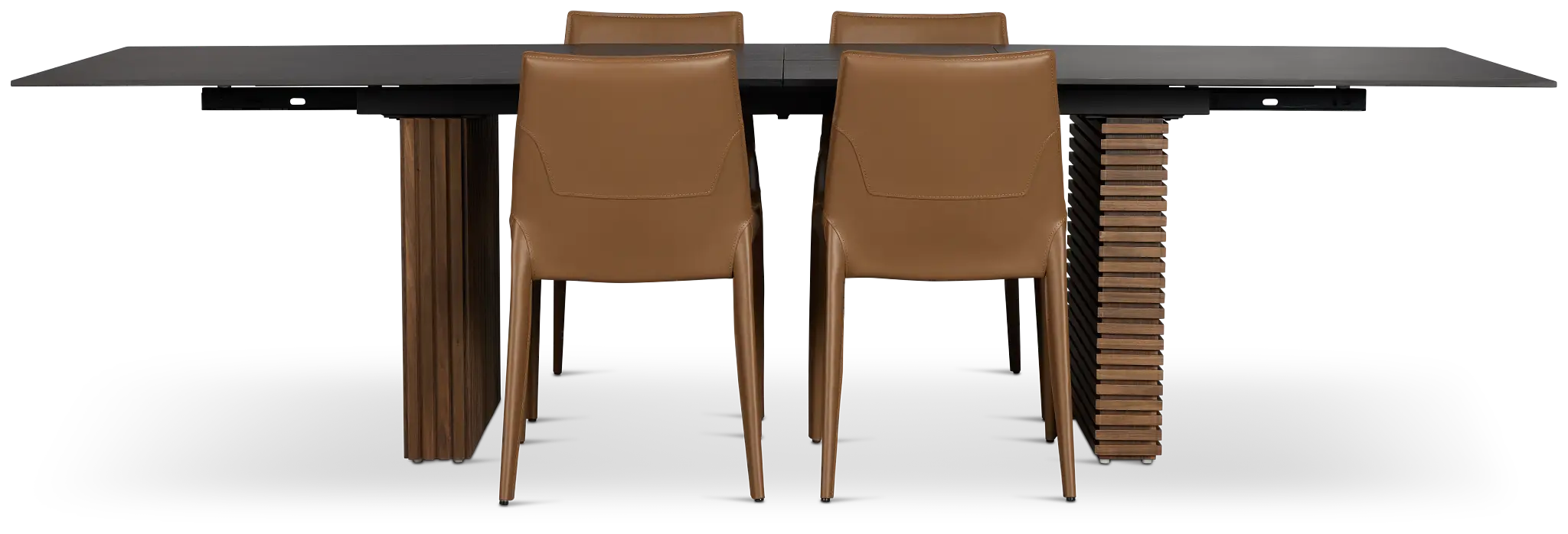 Wayne Two-tone Stone Rectangular Table & 4 Brown Upholstered Chairs Wayne Two-tone Stone Rectangular Table & 4 Brown Upholstered Chairs