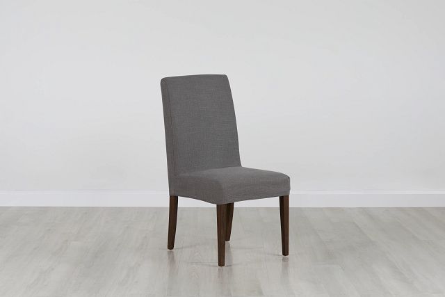 Harbor Dark Gray Short Slipcover Chair With Medium-tone Leg