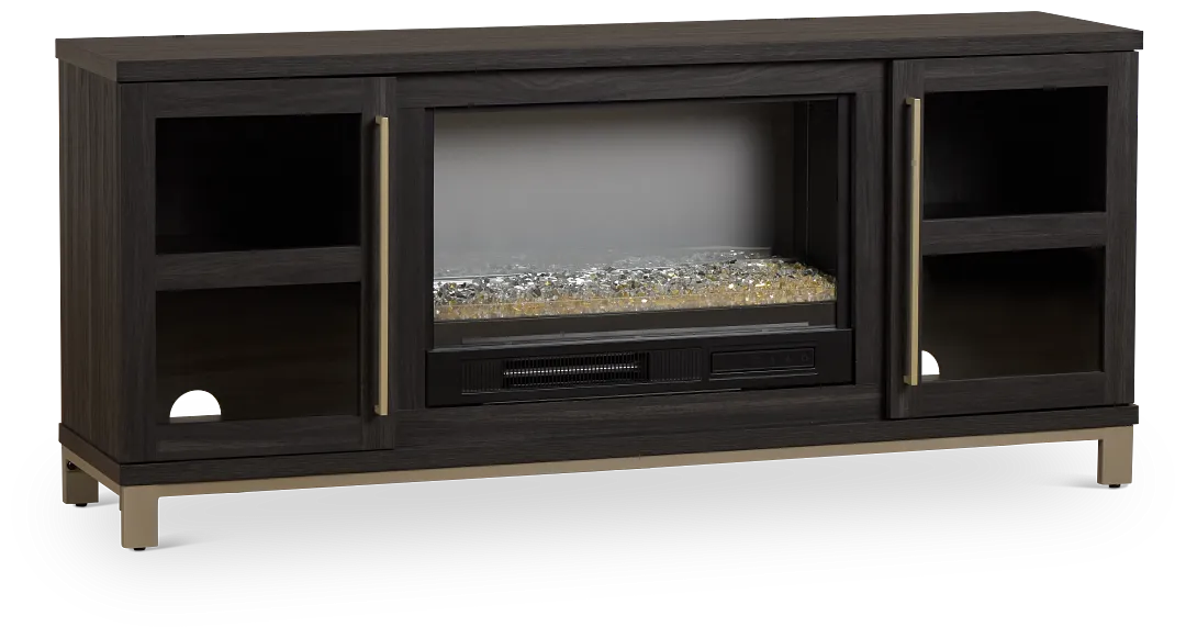 Roswell Dark Tone 65" Tv Stand With Fireplace Insert