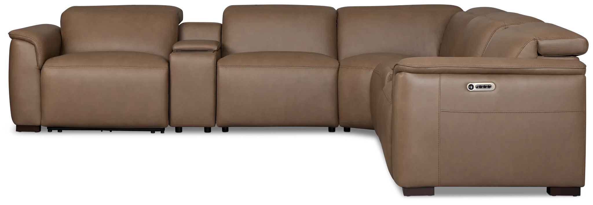 Brodie Dark Brown Lthr/vinyl Large Dual Power Reclining Two-arm Sectional