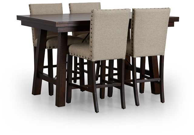 Jax Beige High Table & 4 Upholstered Barstools (1)