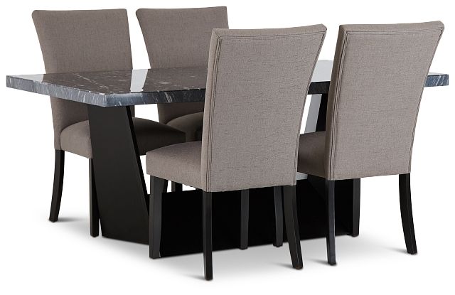 Auburn Dark Gray Rect Table & 4 Dark Gray Upholstered Chairs