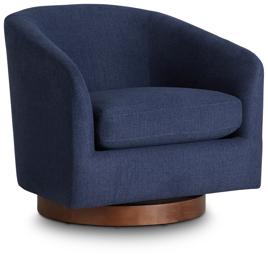 Paloma Dark Blue Micro Swivel Accent Chair