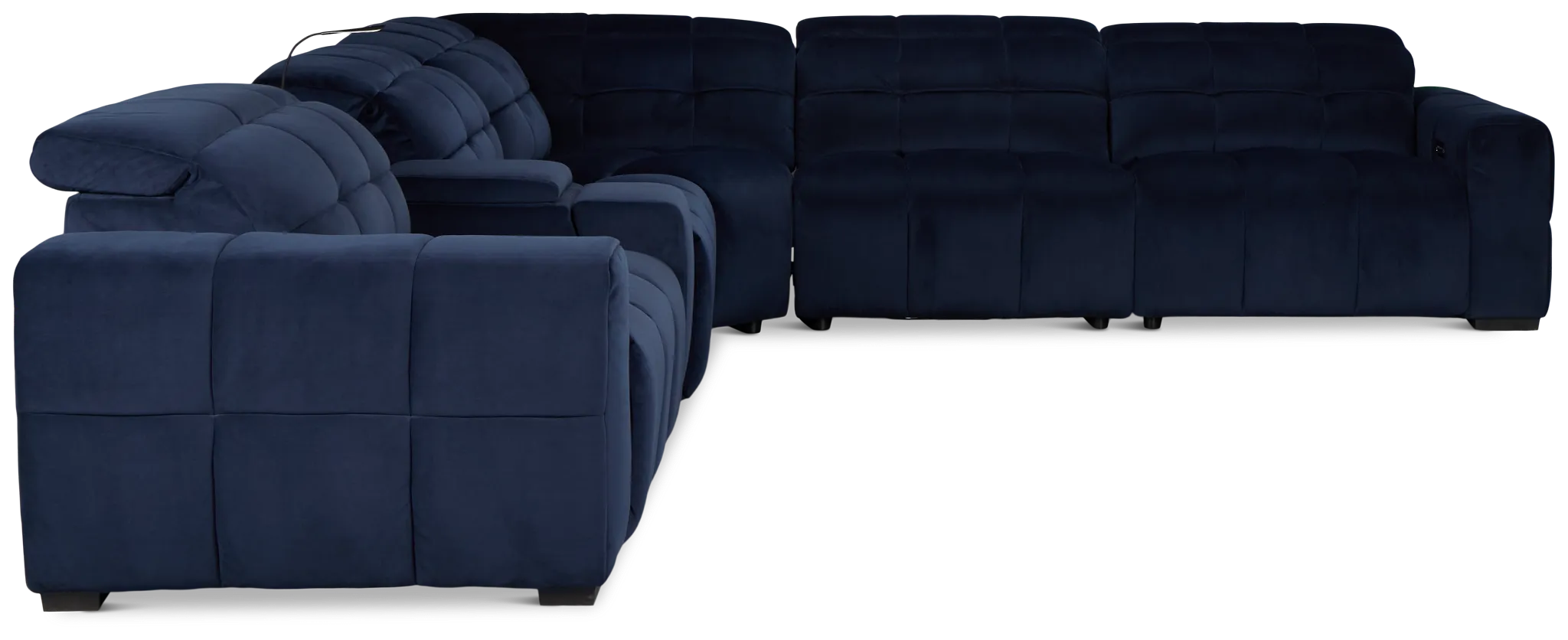 Gemma Navy Velvet Medium Triple Power Left Chaise Sectional
