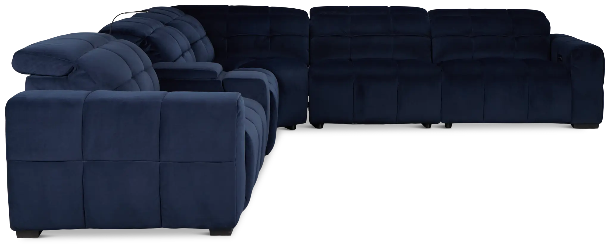 Gemma Navy Velvet Medium Triple Power Left Chaise Sectional Gemma Navy Velvet Medium Triple Power Left Chaise Sectional