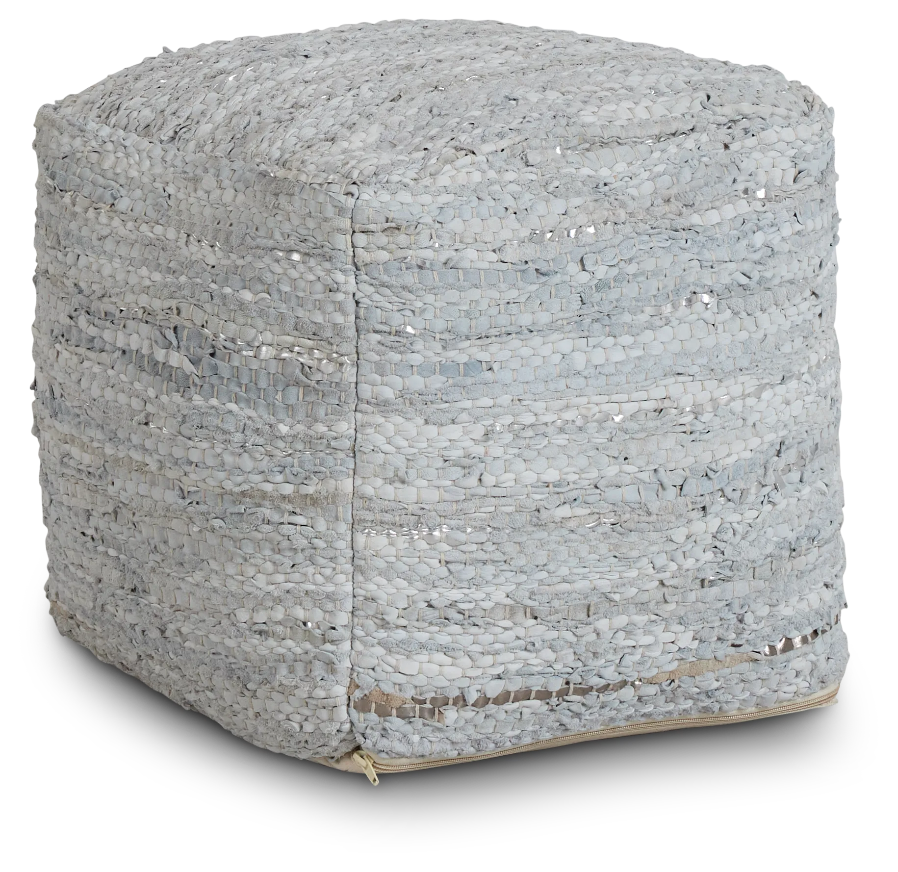 Ayana Silver Accent Pouf