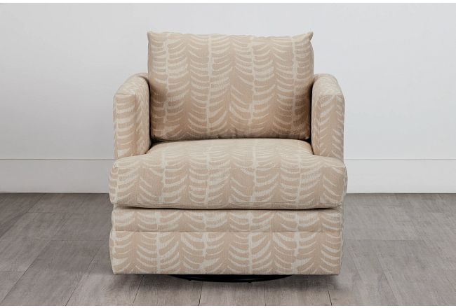 Bianca Light Beige Fabric Swivel Accent Chair