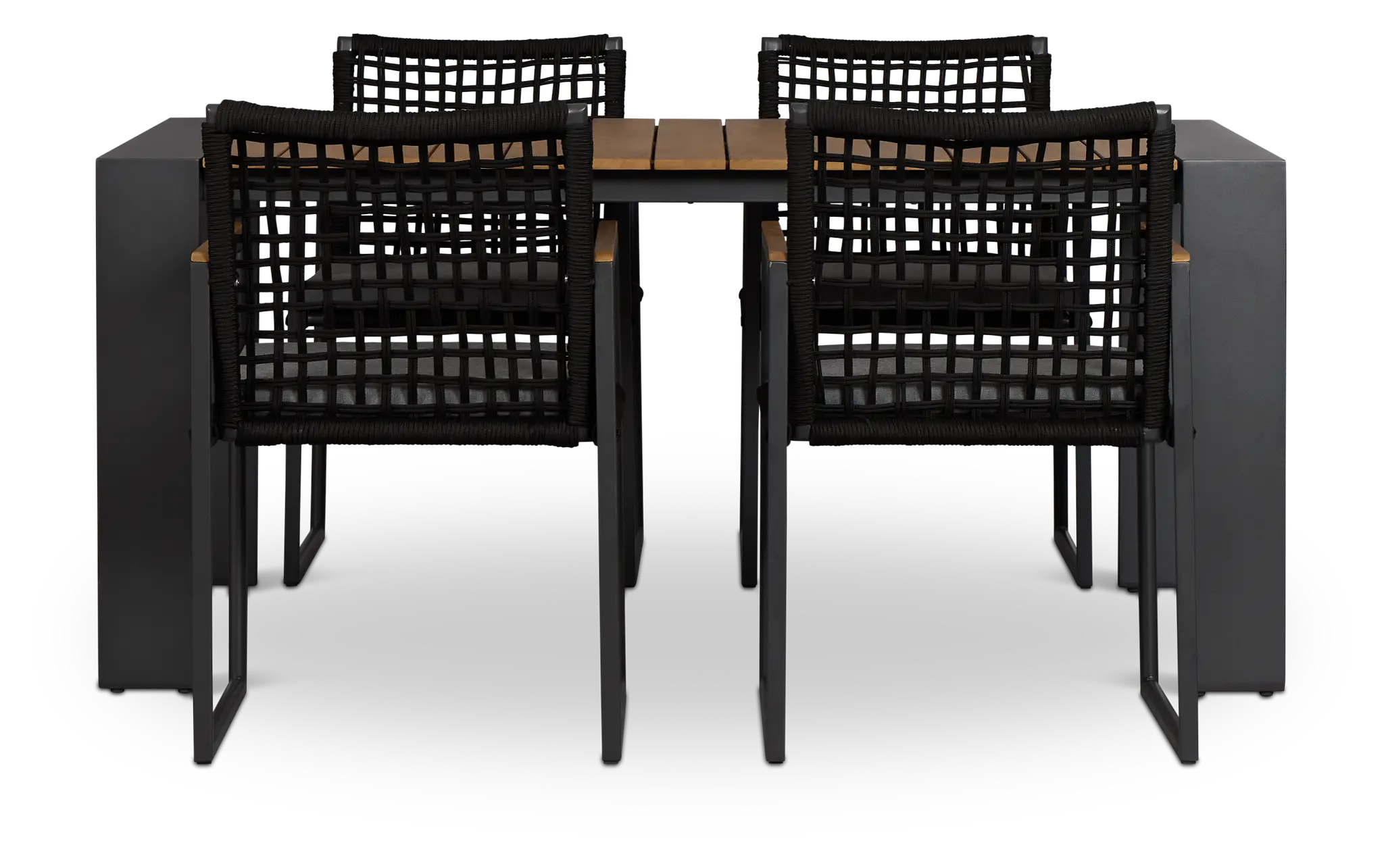 Sunrise Dark Gray Teak Rectangular Table & 4 Teak Arm Chairs Sunrise Dark Gray Teak Rectangular Table & 4 Teak Arm Chairs