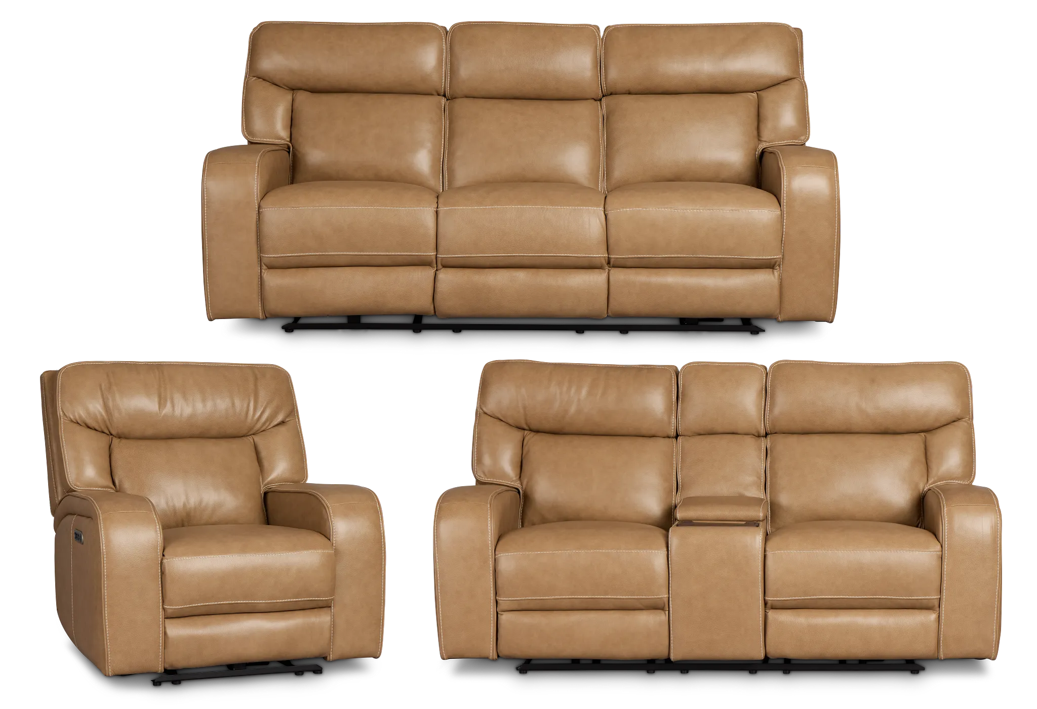 Jasper Light Brown Leather Power Reclining Living Room