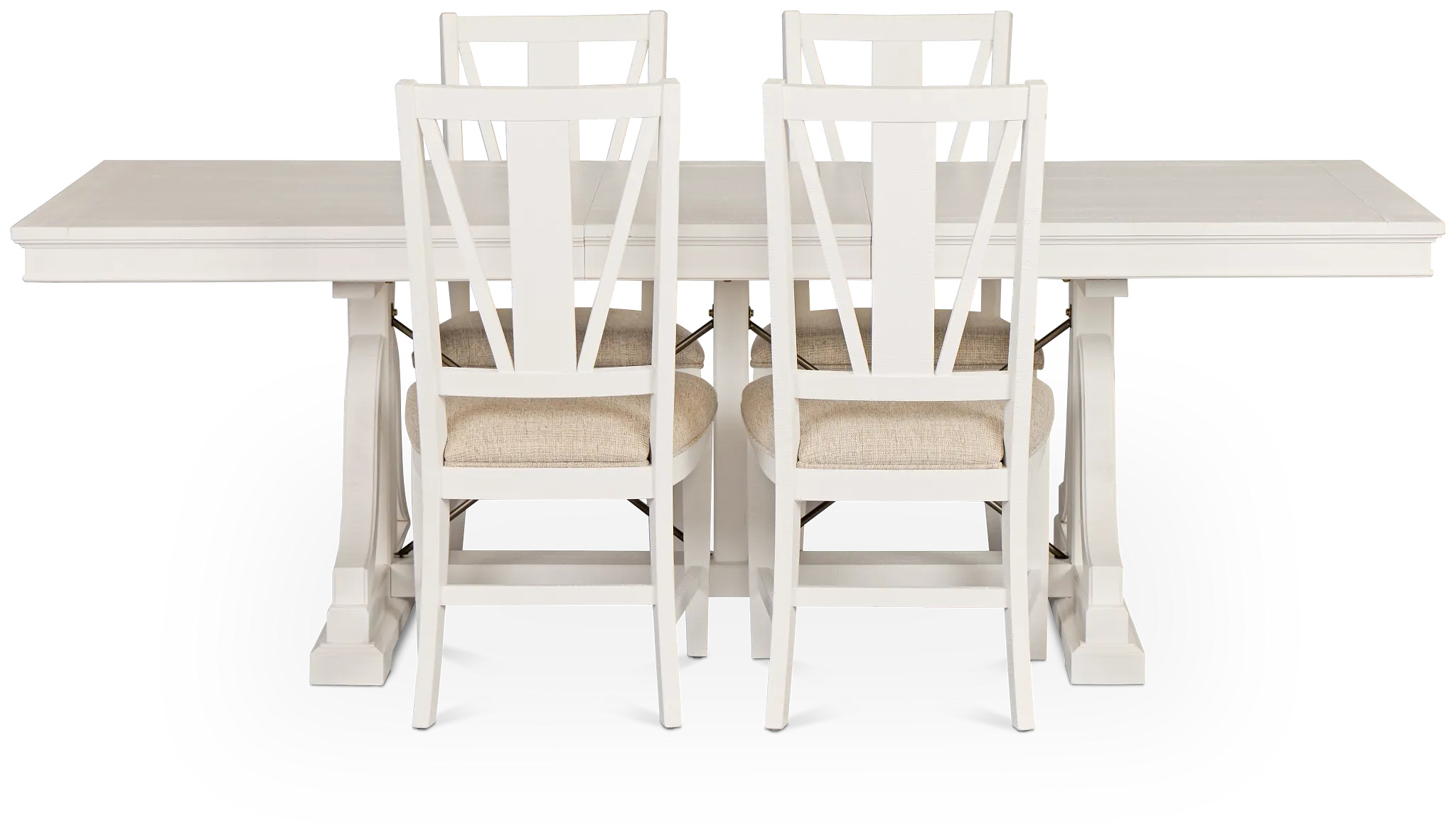 Heron Cove White Trestle Rectangular Table & 4 Wood Chairs