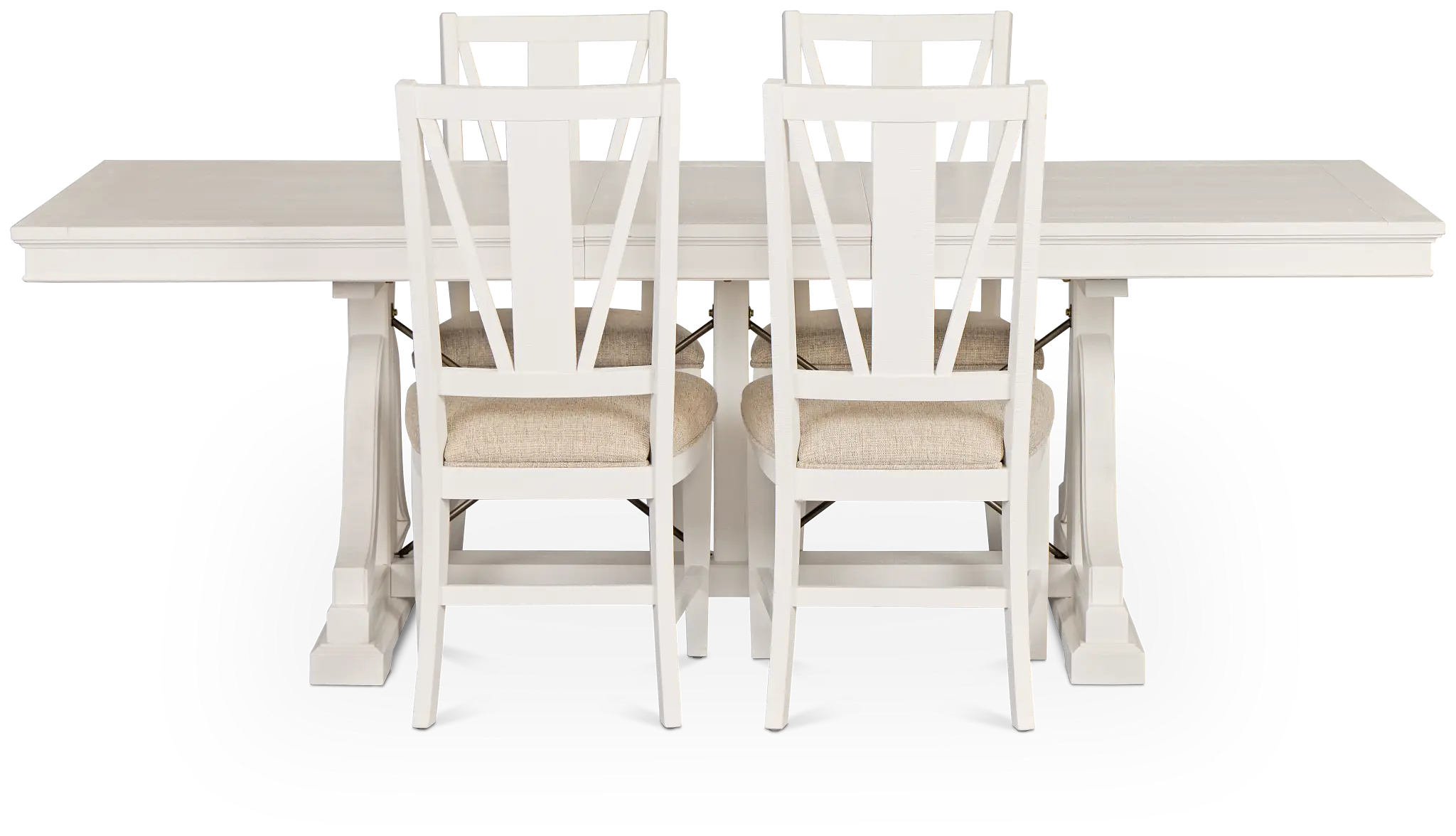 Heron Cove White Trestle Rectangular Table & 4 Wood Chairs Heron Cove White Trestle Rectangular Table & 4 Wood Chairs