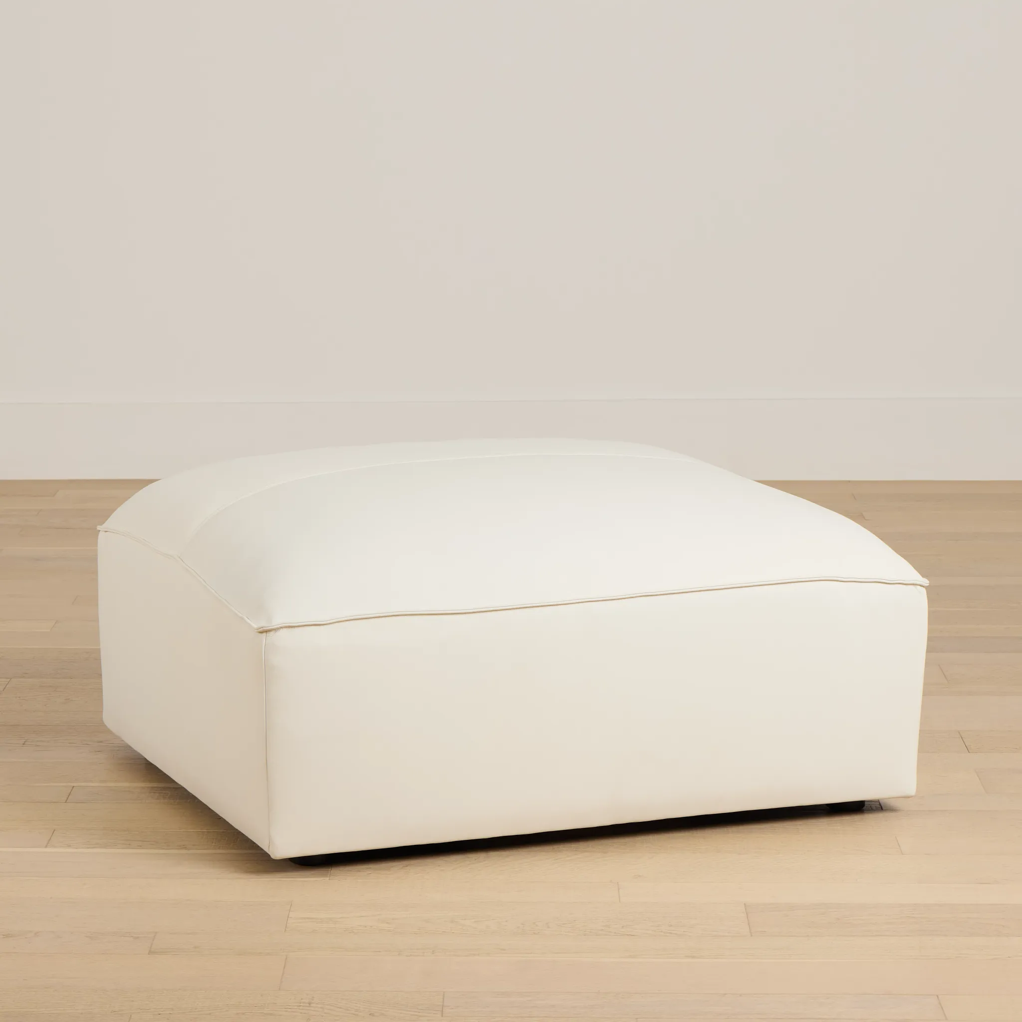 Blanca White Leather Ottoman