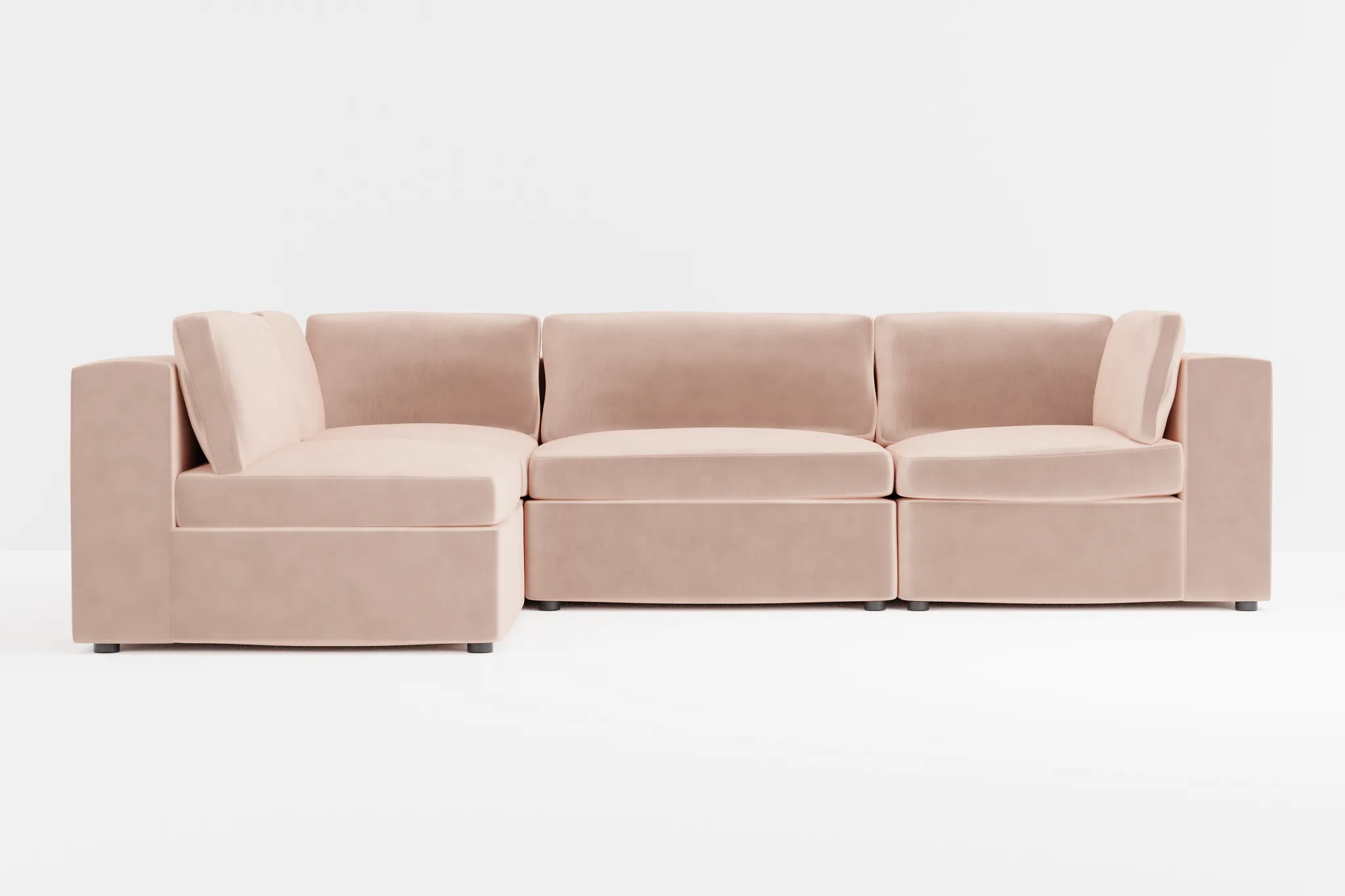 Destin Joya Light Pink Velvet 4-piece Modular Sectional