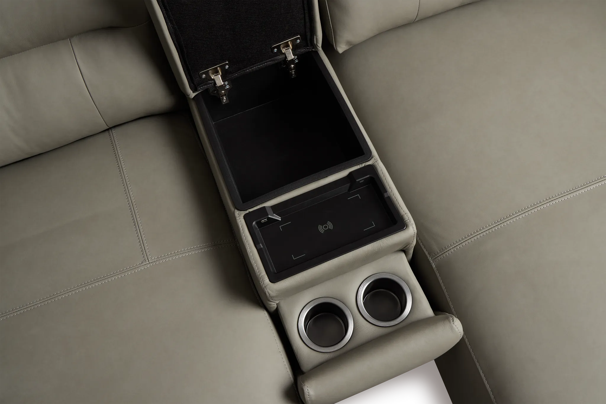 Rudy Gray Lthr/vinyl Large Dual Power Right Extension Chaise Sectional