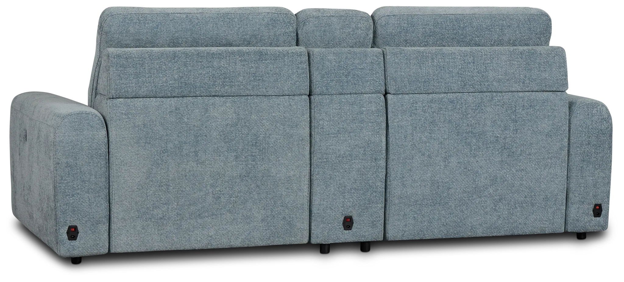 Hendrix Light Blue Fabric Power Extension Chaise Console Loveseat