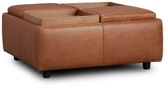 Yvonne Brown Leather Storage Accent Ottoman