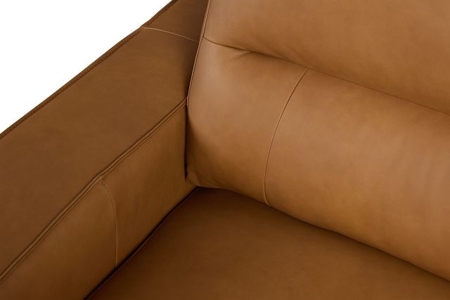 Rudy Brown Lthr/vinyl Left Dual Power Extension Chaise Sectional