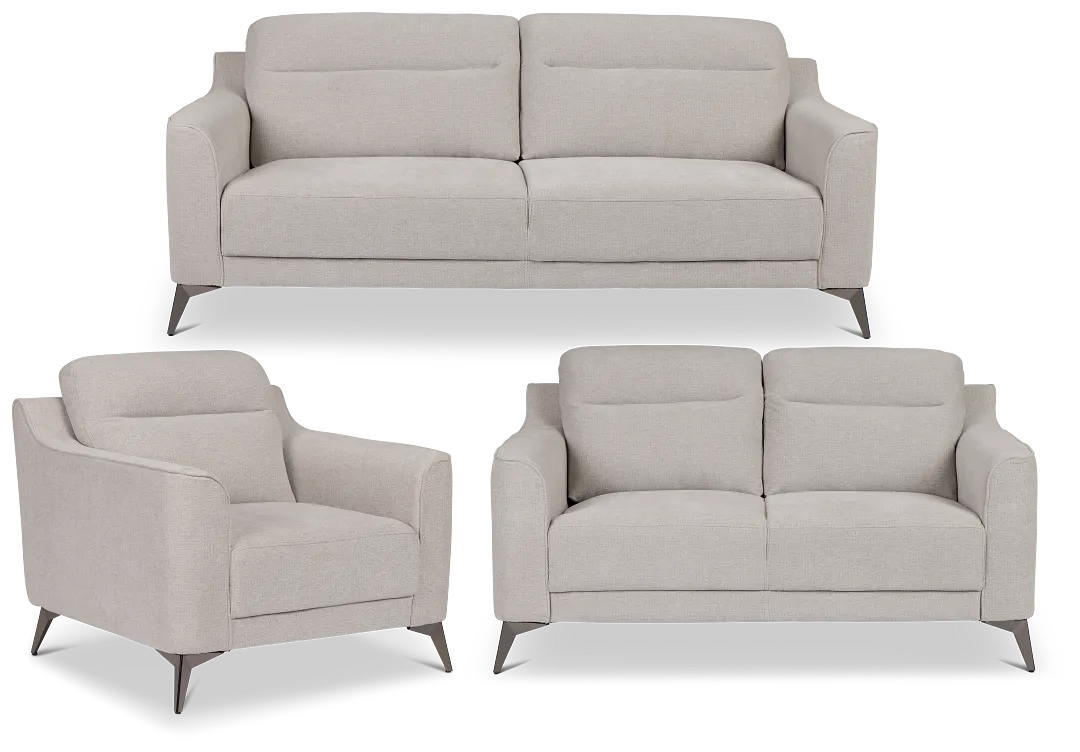 Talia Gray Fabric Living Room