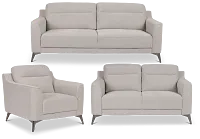 Talia Gray Fabric Living Room