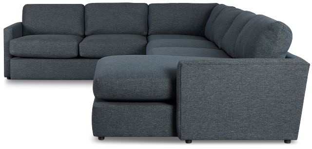 Noah Dark Blue Fabric Large Right Chaise Sectional
