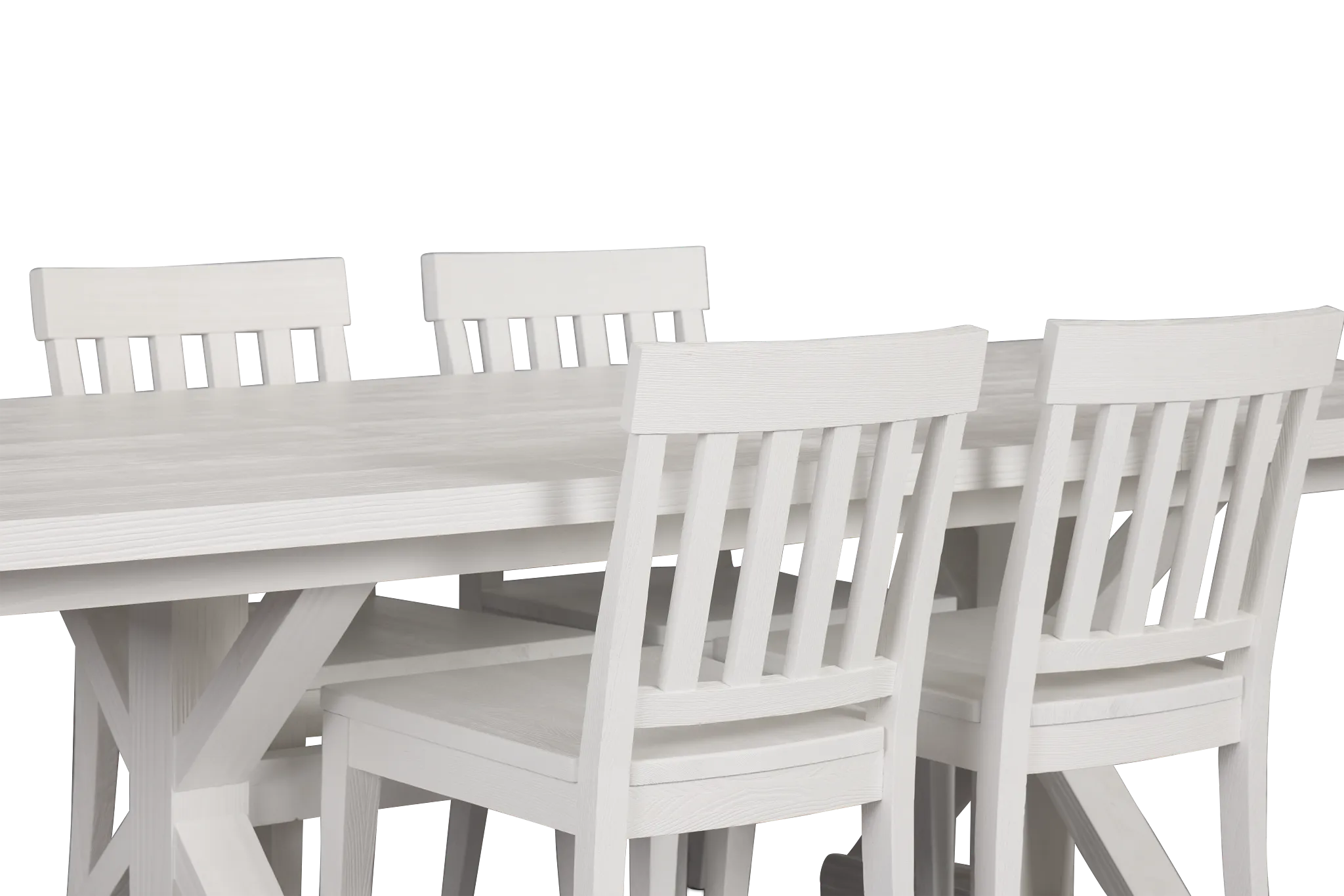 Nantucket White Pine Rectangular Table & 4 Wood Chairs