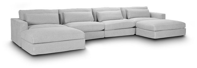 Cozumel Light Gray Fabric 6 Piece Double Chaise Sectional (0)