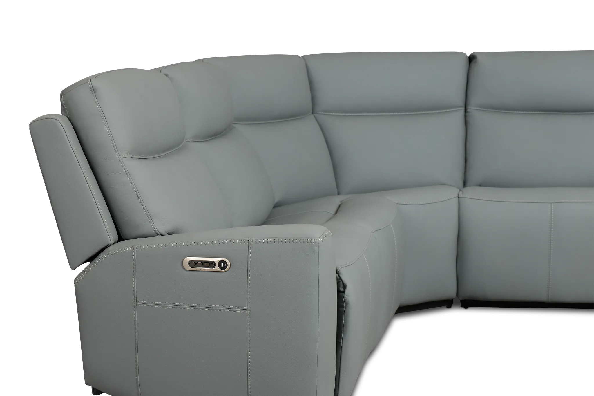 Flexsteel Sterling Blue Lthr/vinyl Small Dual Power Reclining Two-arm Sectional