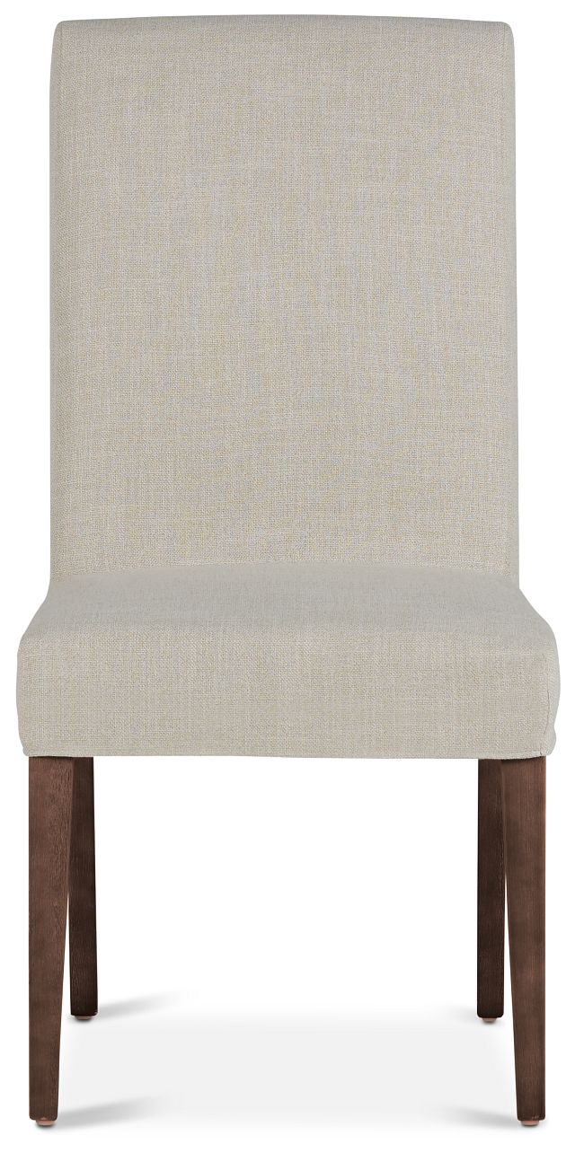 Harbor Light Beige Short Slipcover Chair With Medium-tone Leg