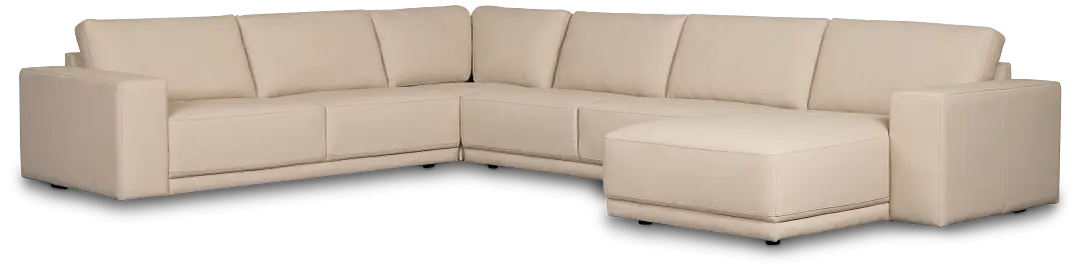 Kellan Ivory Leather Medium Right Chaise Sectional Kellan Ivory Leather Medium Right Chaise Sectional