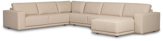 Kellan Ivory Leather Medium Right Chaise Sectional
