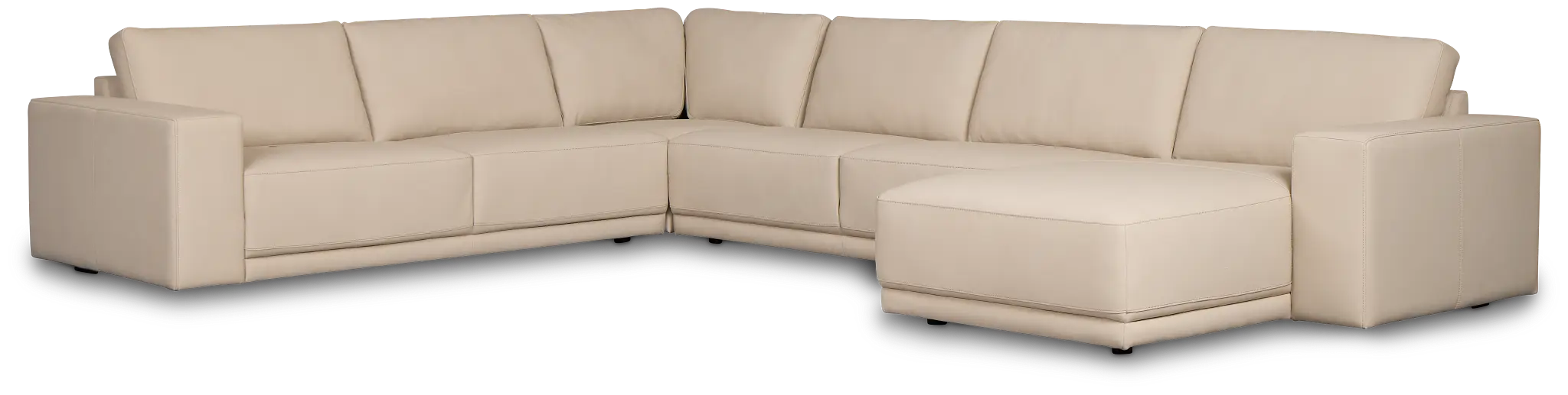 Kellan Ivory Leather Medium Right Chaise Sectional Kellan Ivory Leather Medium Right Chaise Sectional
