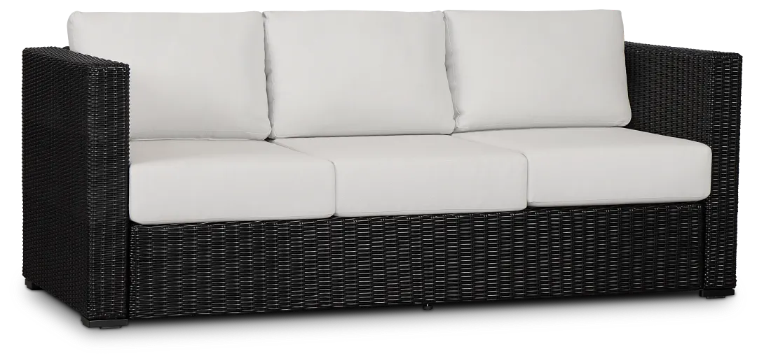 Montecito Black Sofa With Light Beige Cushions