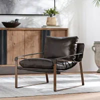 Times Brown Leather Accent Chair